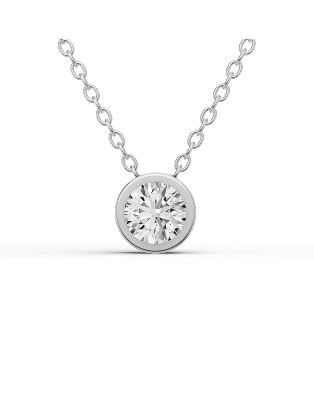 SEREIA OFFICIAL White 14K 0.75 Ct Round Bezel Pass-Thru Pendant