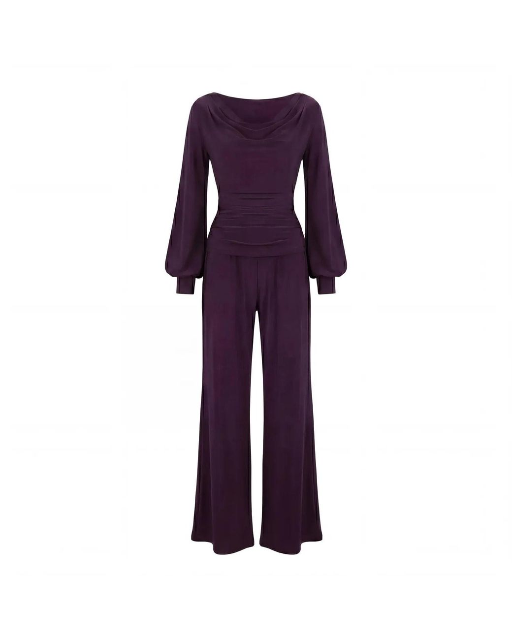 Atom Label Purple Indium Jumpsuit With Bell Sleeve