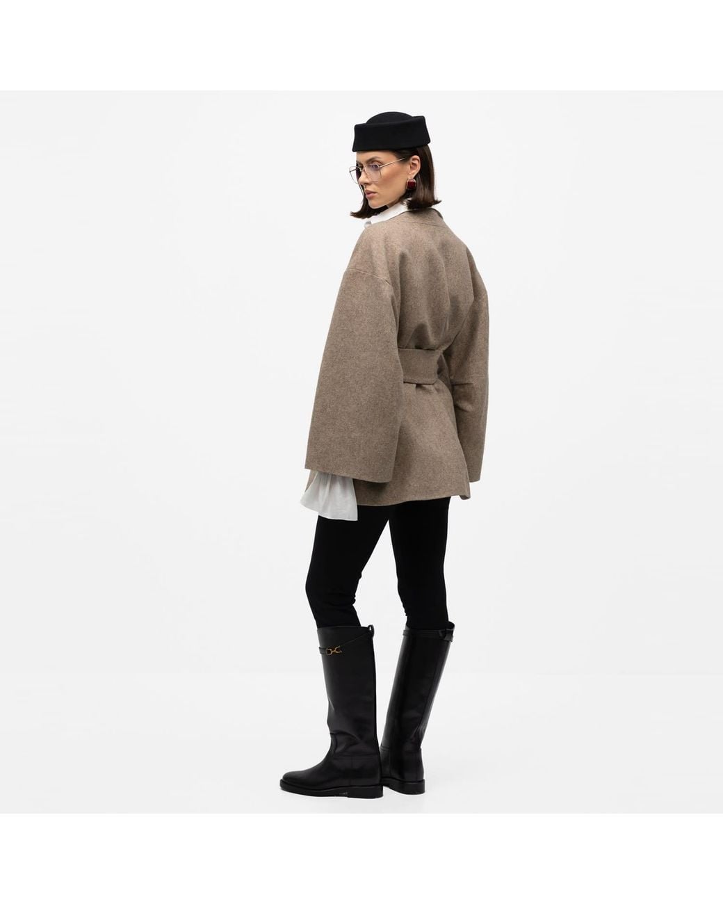 Mandragora Brown Neutrals Oversized Wool Kimono With Belt Arke