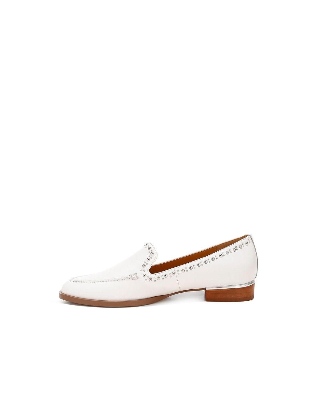 Rag & Co White Wolferton Delicate Stud Detail Leather Loafers