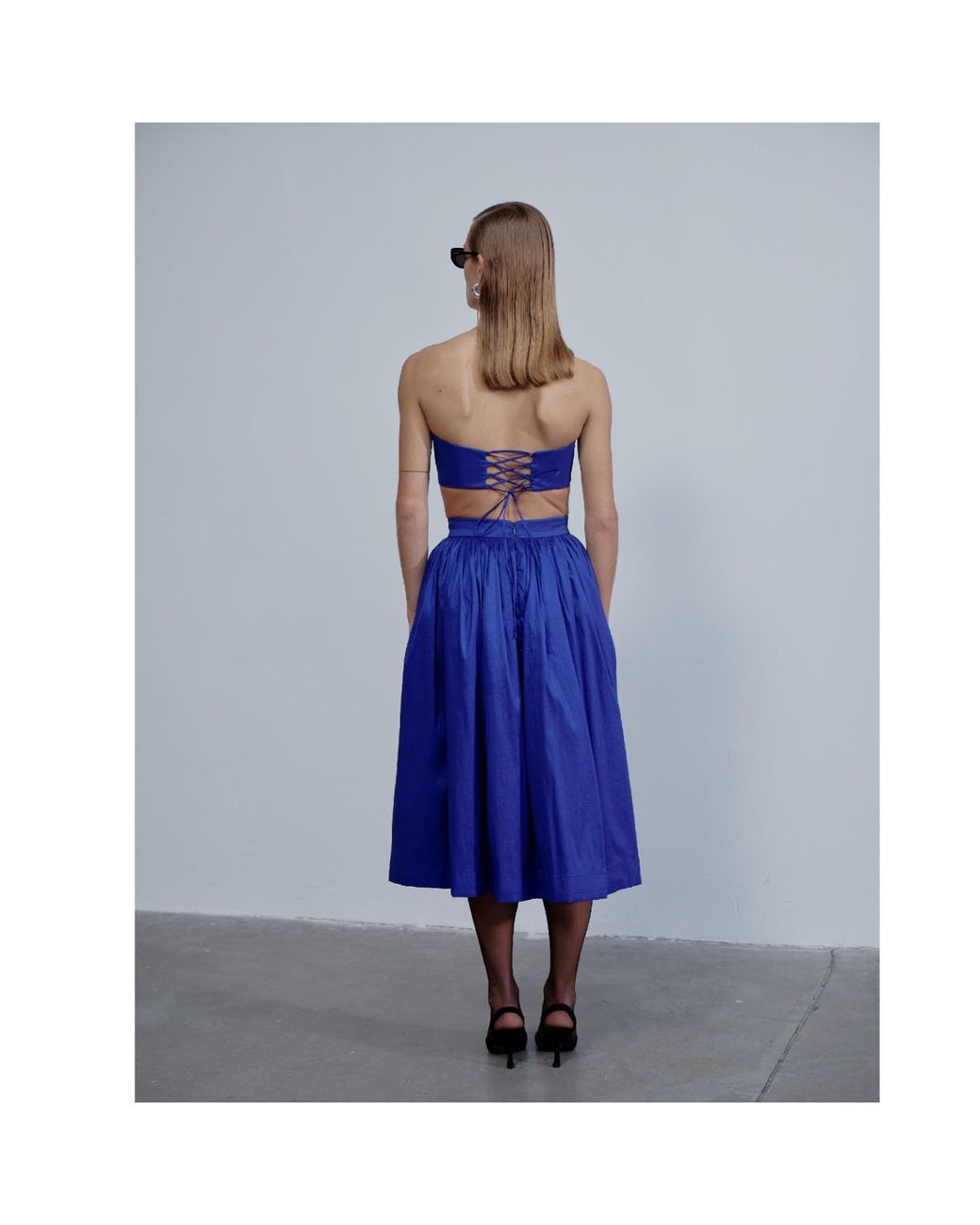 NAZLI CEREN Blue Lou Lou Midi Skirt