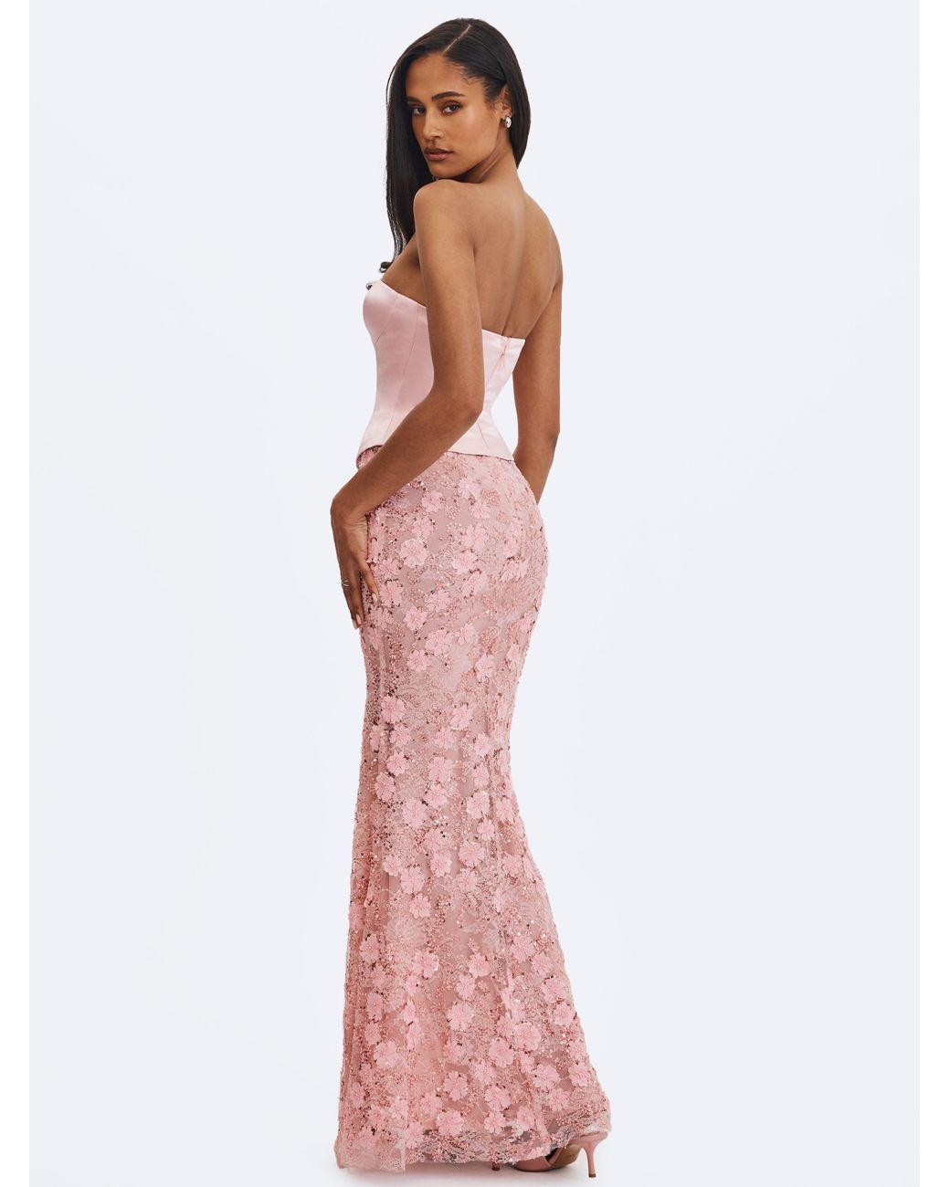 Miss Circle New York Purple Uliya Rosy Strapless Mermaid Peplum Maxi Dress