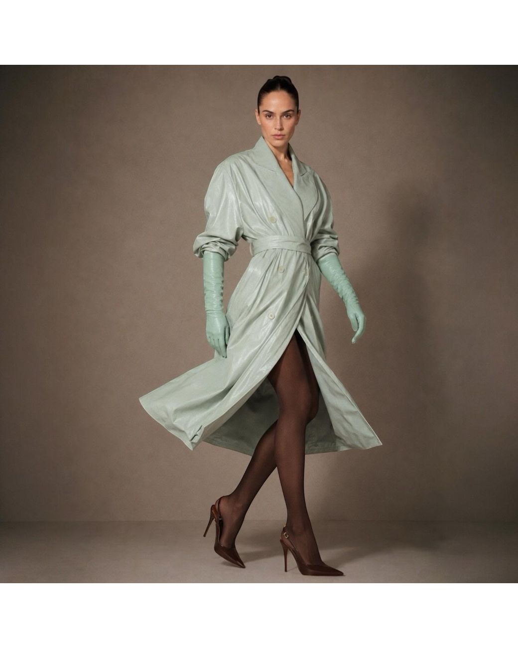HIGH HEEL JUNGLE by KATHRYN EISMAN Green Milana Opera-Length Leather Gloves