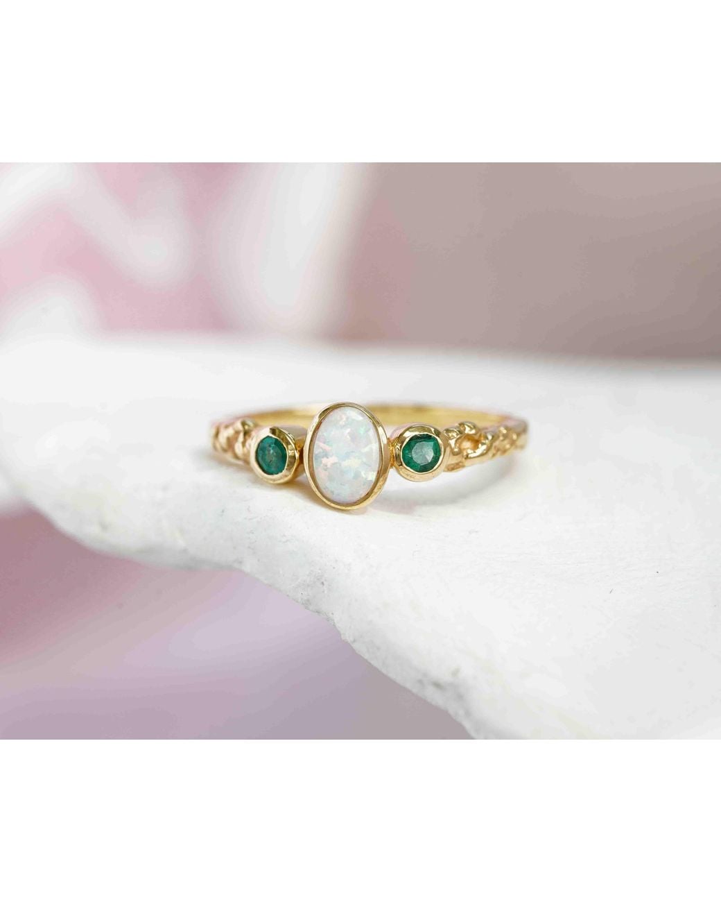 Isla Silver Metallic Emerald & Opal Vermeil Ring