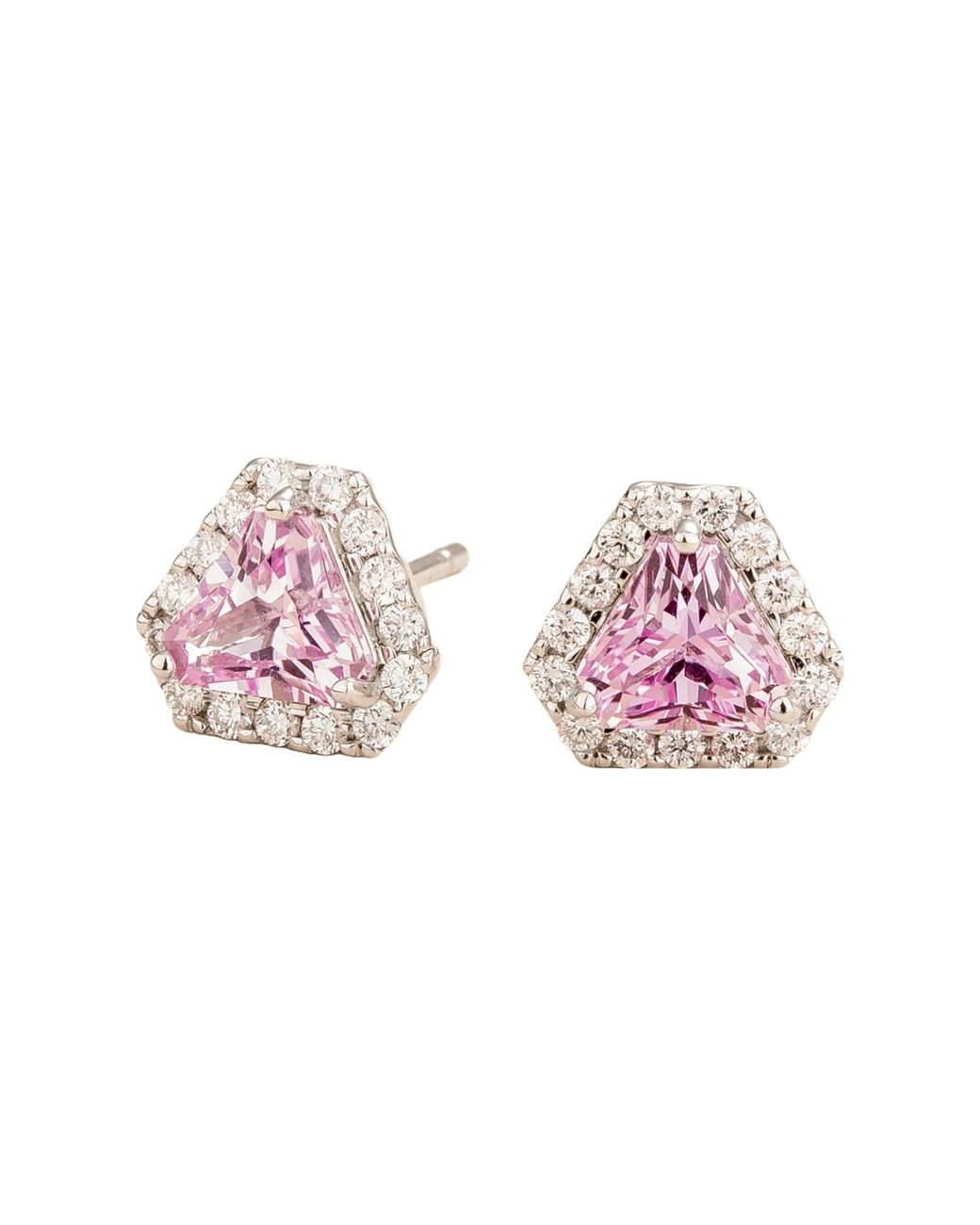 Juvetti Pink Rose Diana Earrings Sapphire & Diamonds