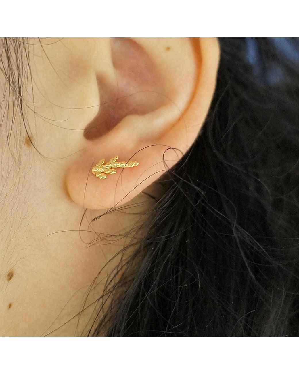 Mother Nature Jewelry Metallic Minimalist Juniper Studs, Handmade Branch Earrings