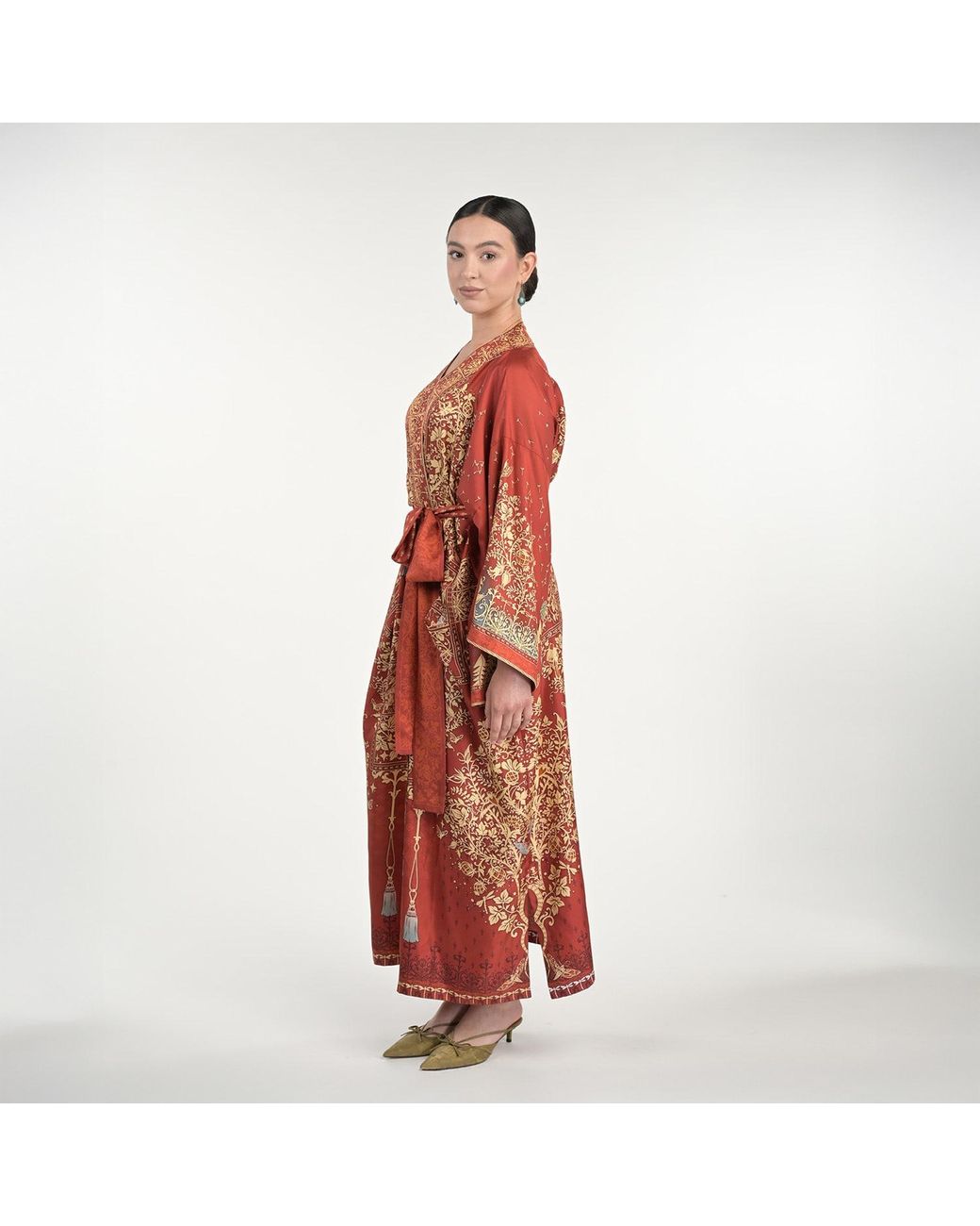 Silk&Soul Red Tree Of Life Silk Robe