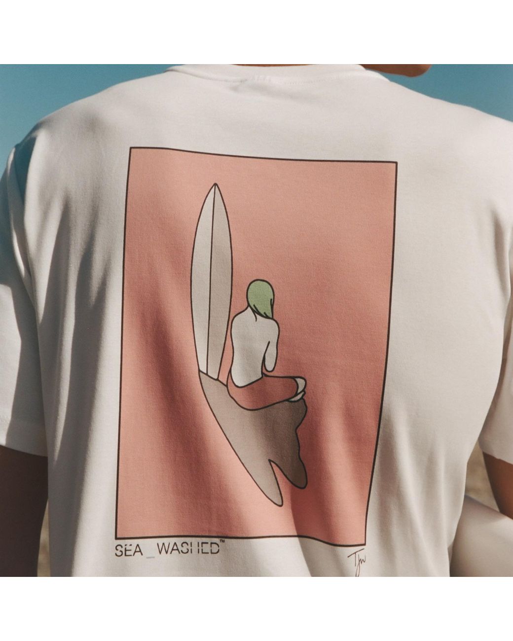 Sea_Washed White Sea Washed X Tom Jean Webb Surf Girl Tee for men