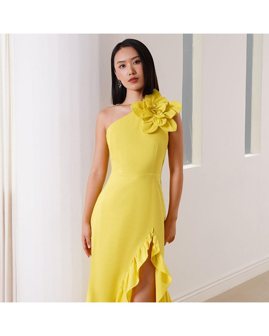Yumi Kim Yellow Rocky Chartreuse Linen Dress