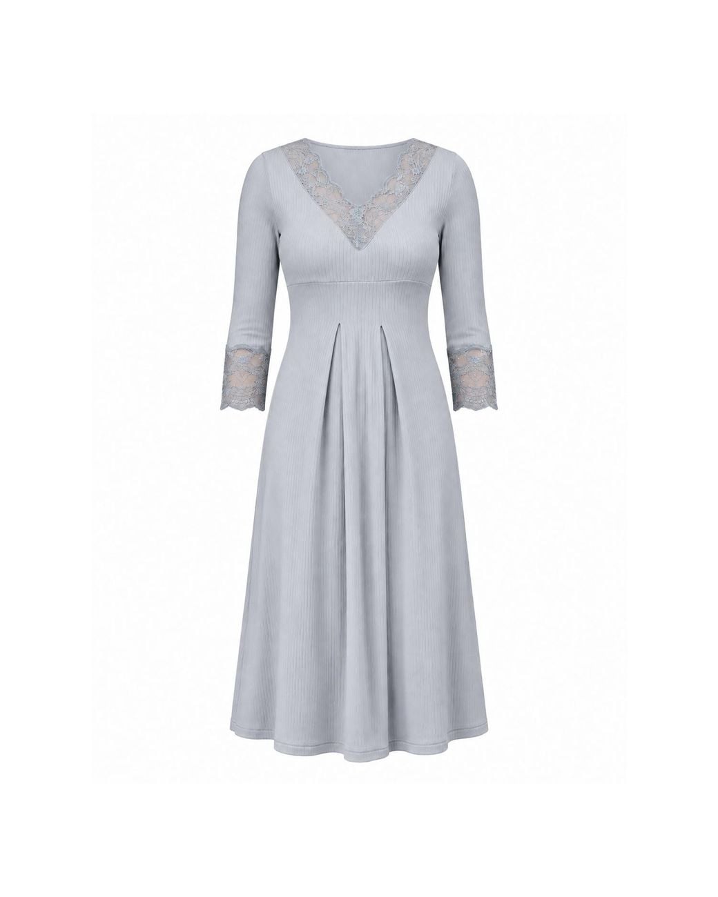 Oh!Zuza Gray Santal Lace Trim Midi Nightshirt – Mint