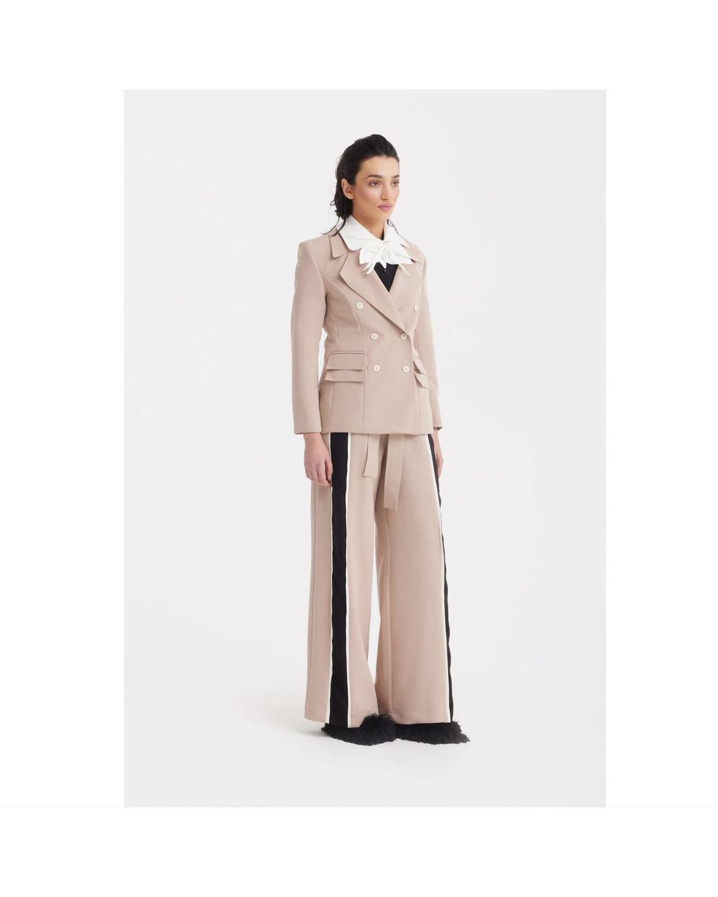 Julia Allert Natural Neutrals Belted High Waist Wide Leg Pants –