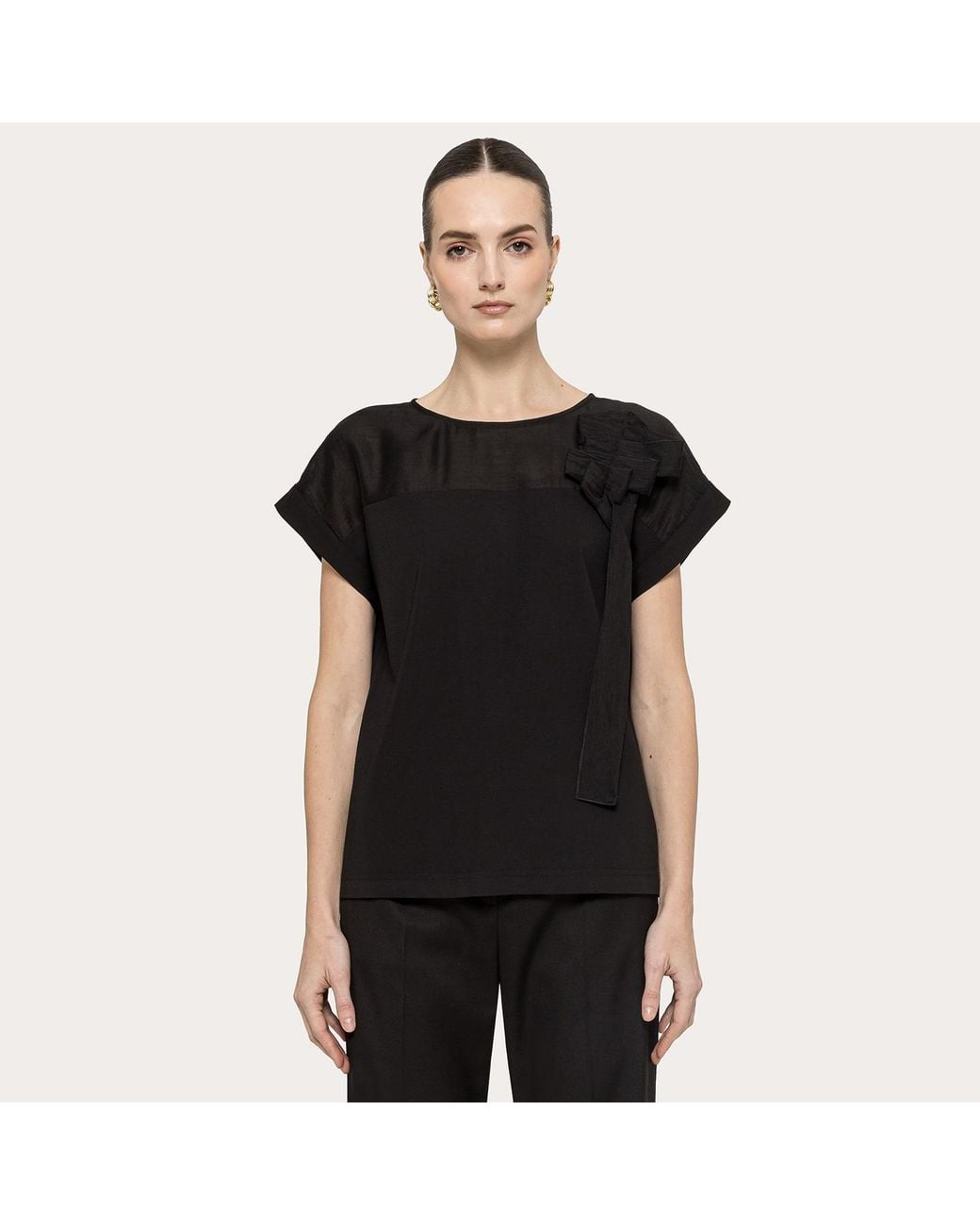 Nissa Black Bow-Detail Top