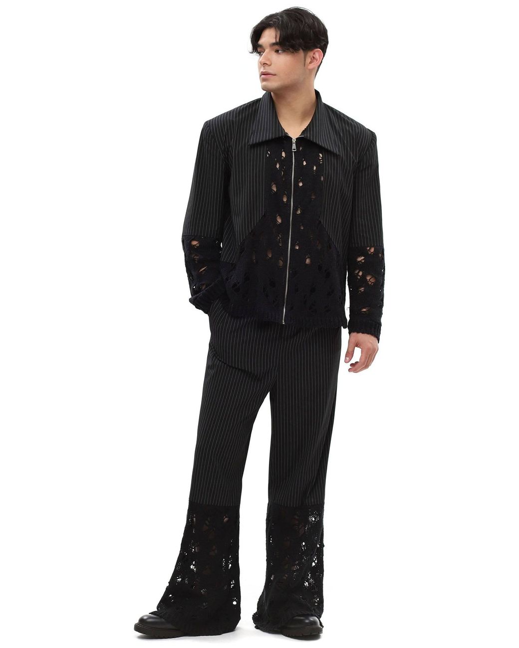 Maison Bogomil Black Split Code Trousers for men