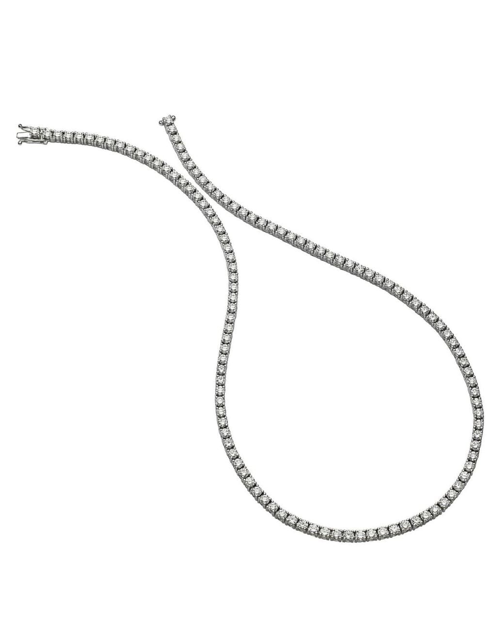 Genevive Jewelry Metallic Rachel Glauber Plated Clear Round Cubic Zirconia Tennis Necklace