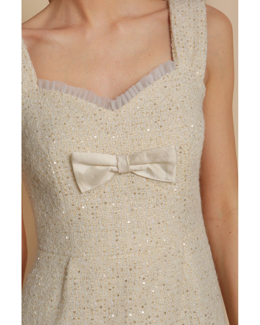 Santinni Natural Jackie Wool Tweed Dress