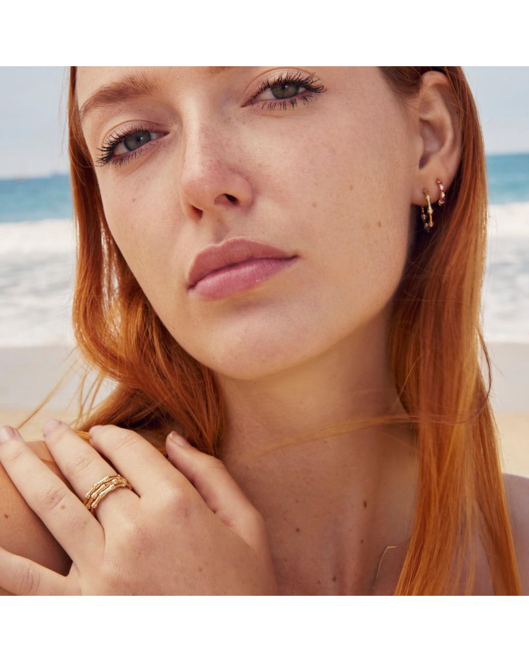 Jewelbird Metallic Bamboo Diamond Hoop Earrings