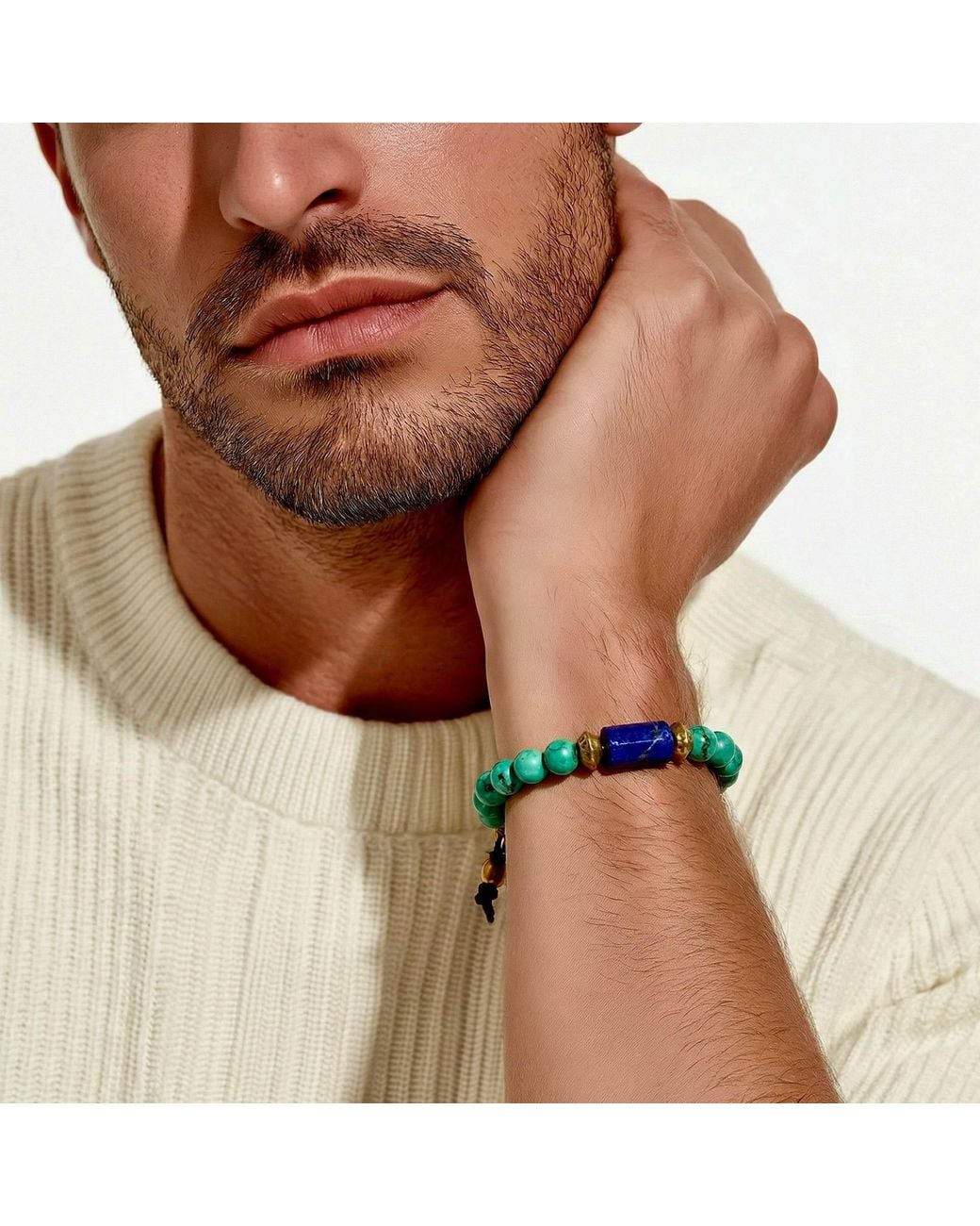 Persia Dona Jewelry Green Brazilian Acai X Lapis Lazuli Bracelet for men