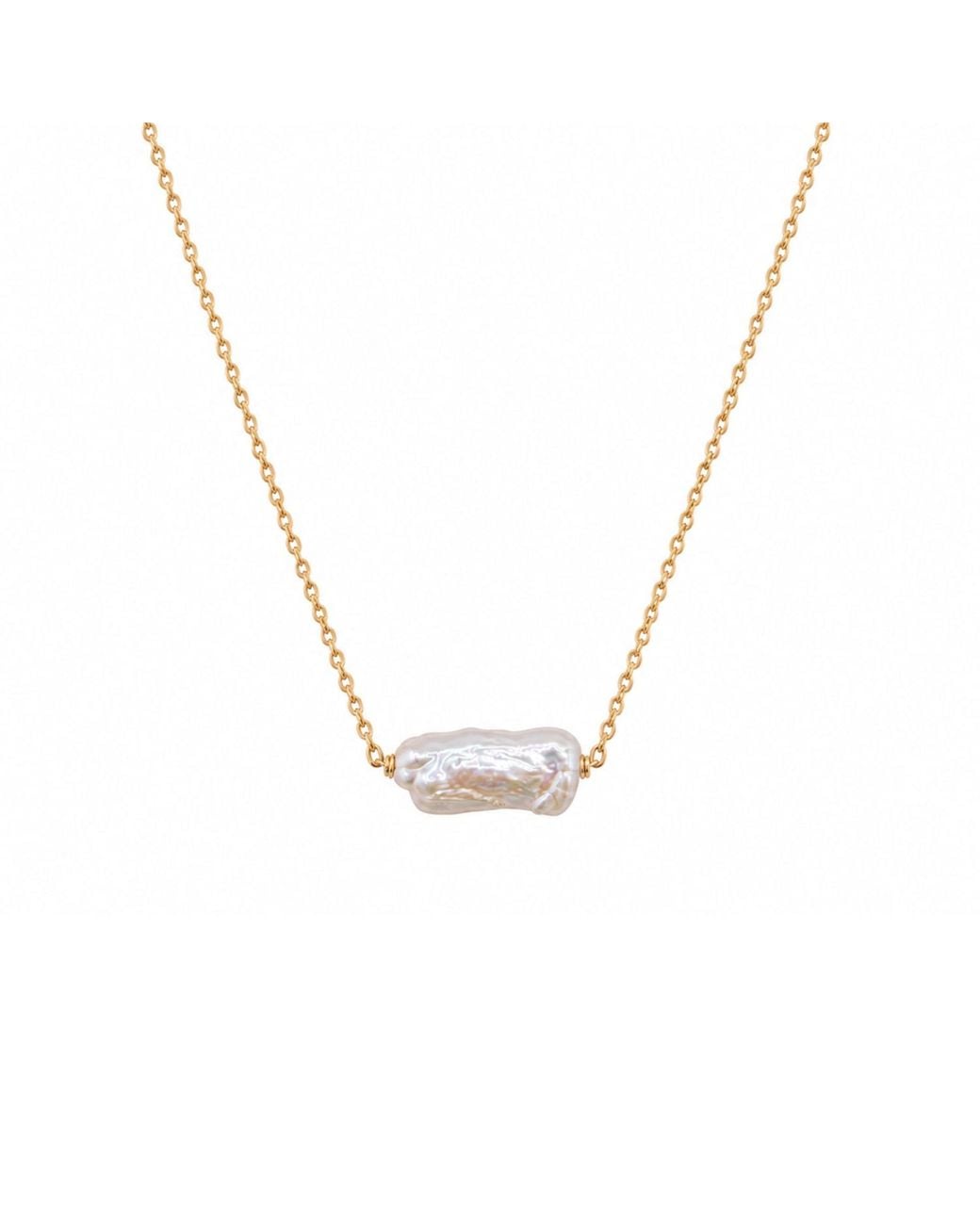 Lalinde Metallic Minimal Keshi Pearl Necklace