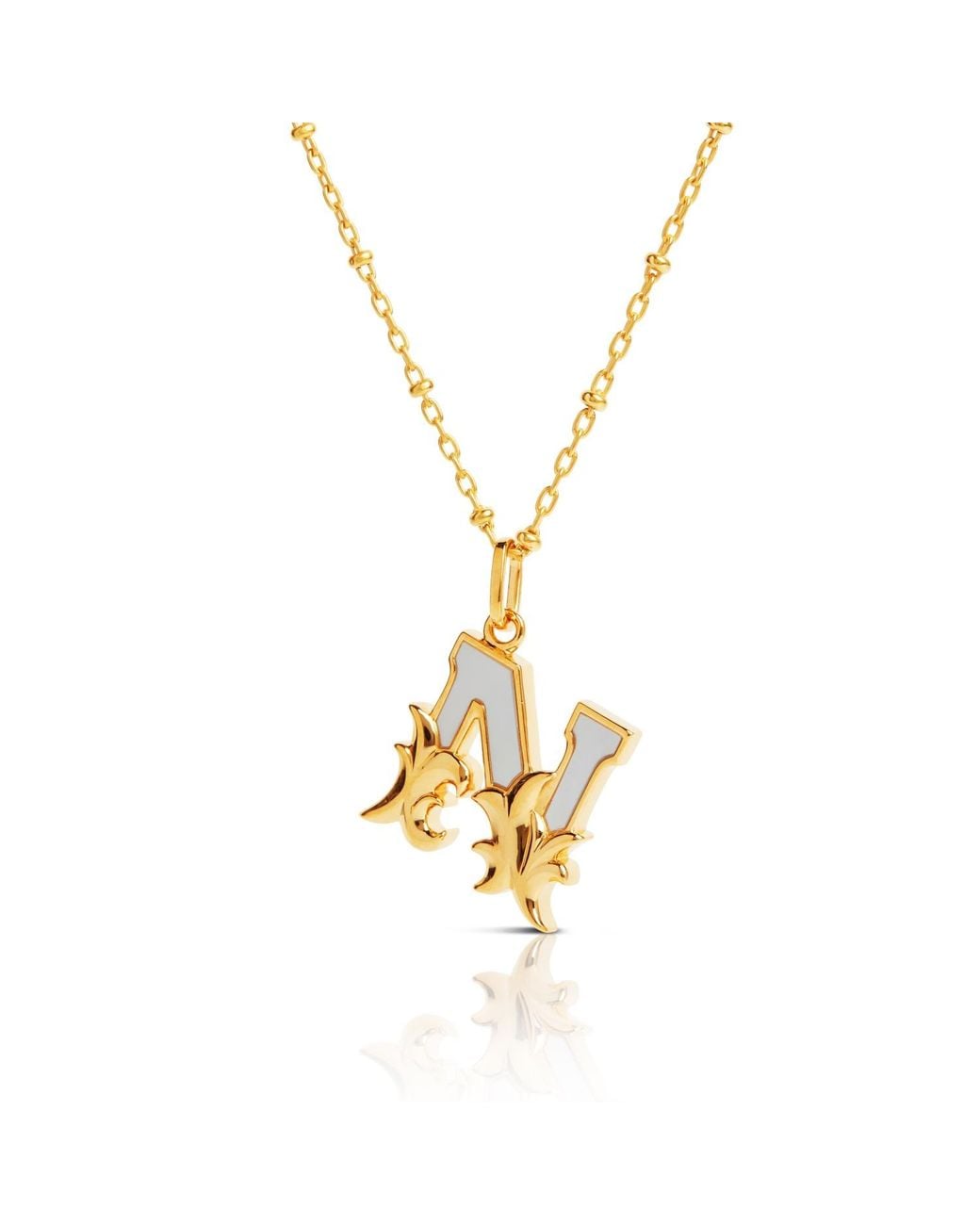 Kasun Metallic Plated N Initial Necklace With Mother Of Pearl