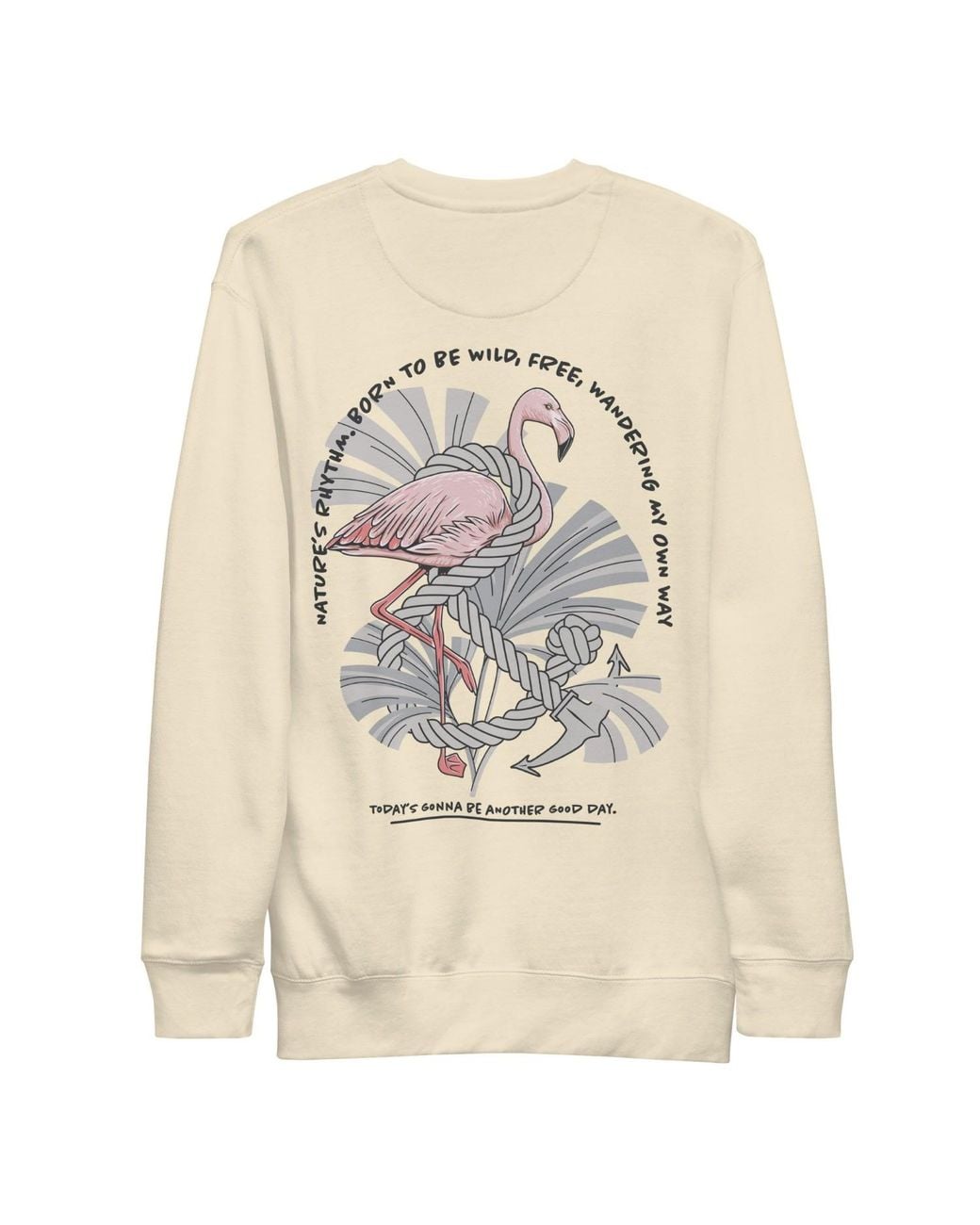 Anchor and Crew Natural Neutrals Bone Flamingo Another Good Day Cotton Blend Sweatshirt