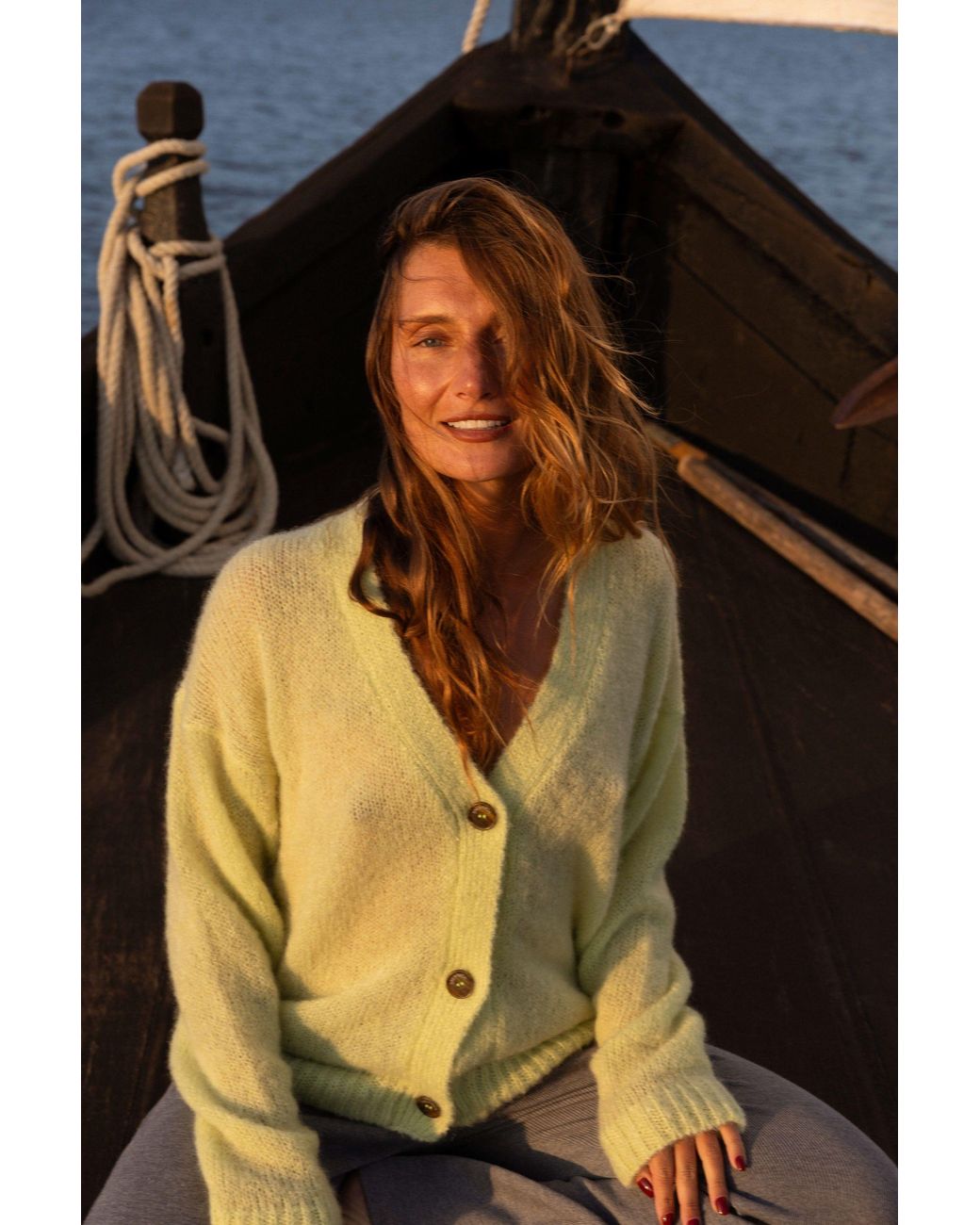 SALANIDA Green Melody Mohair Cardigan Limone