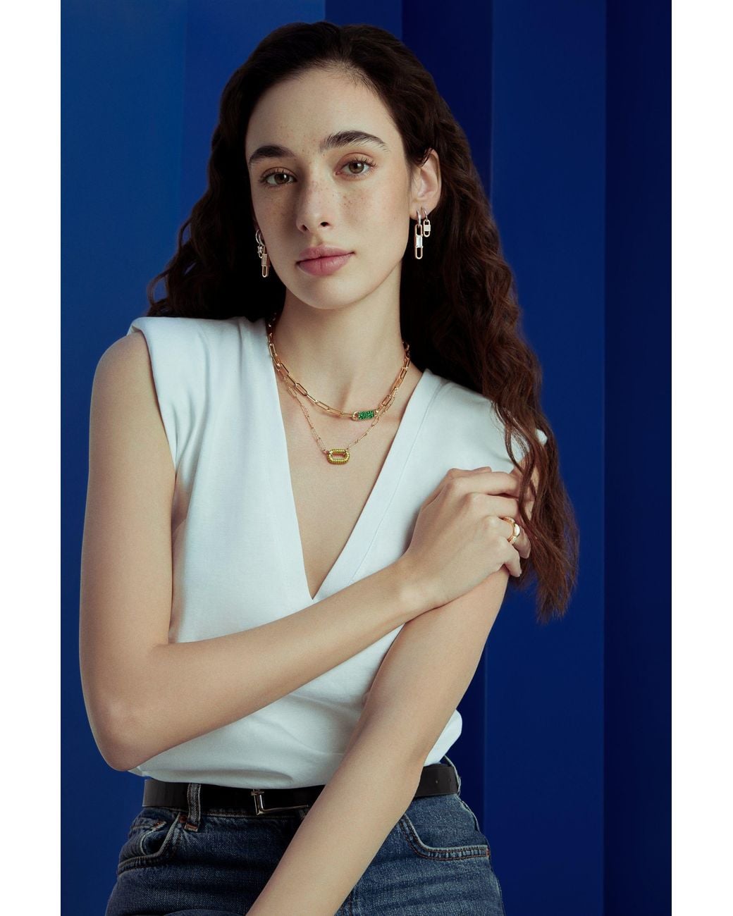 Arte Madrid Metallic Toggle Convertible Double Hoop Earrings With Reversible Drop Charms