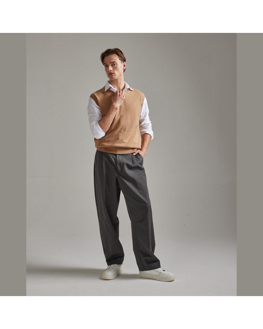 Salts Cashmere Natural Neutrals Polo Collar Tank