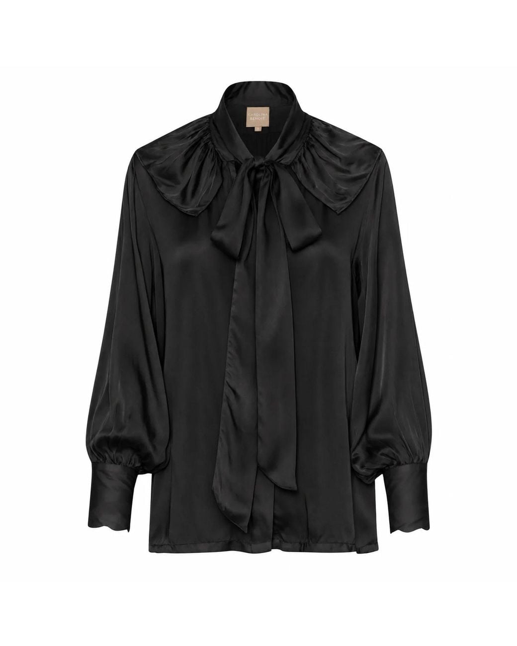 Carolina Benoit Black For Rose Vegan Silk Pussy Bow Top