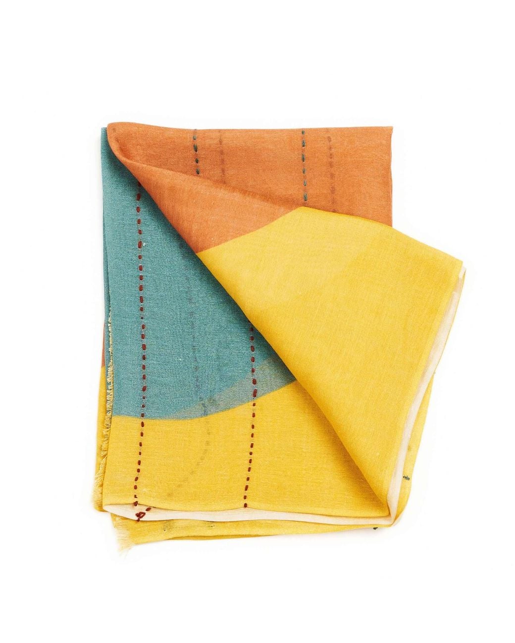 Variously Orange Cirq Moon Off Handwoven Linen Silk Scarf