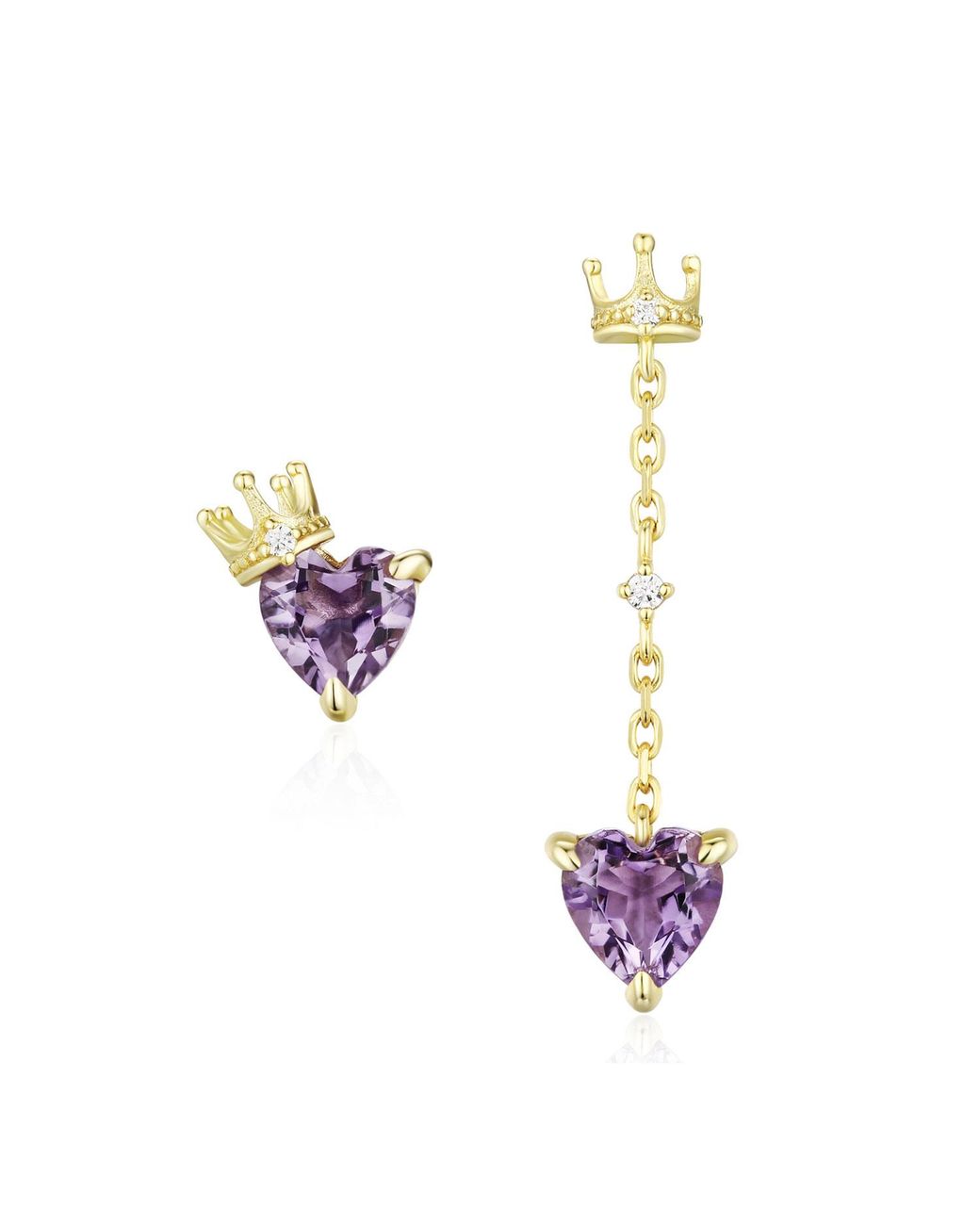 Azura Jewelry New York Metallic Heart Of The Realm Amethyst Earrings Vermeil