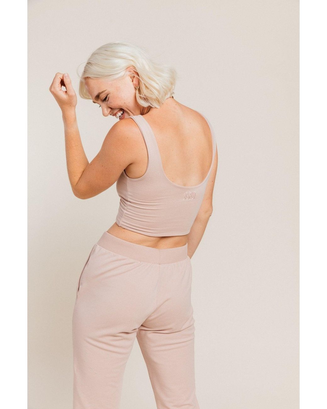 Ocio Leisurewear Pink Double Scoop Tank