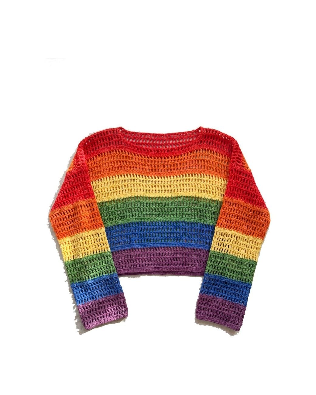 Ana Chic Red Iris Stripe Handmade Crochet Jumper