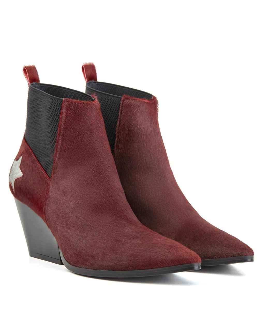 Rosamund Muir London Red Felixa Burgundy Calf Hair With Star Ankle Boots