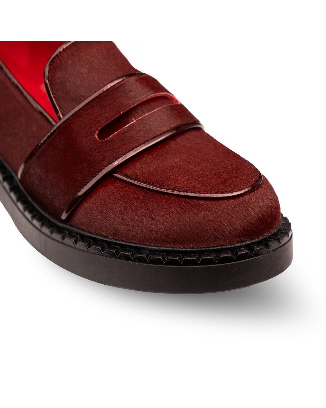 Rosamund Muir London Red Stratford Burgundy Calf Hair Loafers