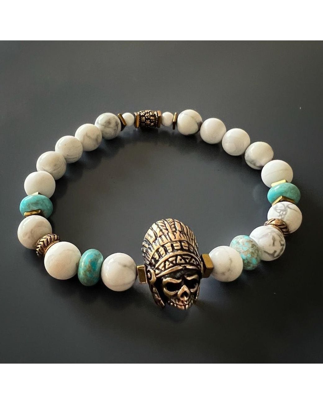 Ebru Jewelry Metallic Spiritual Beaded Indian Bracelet for men