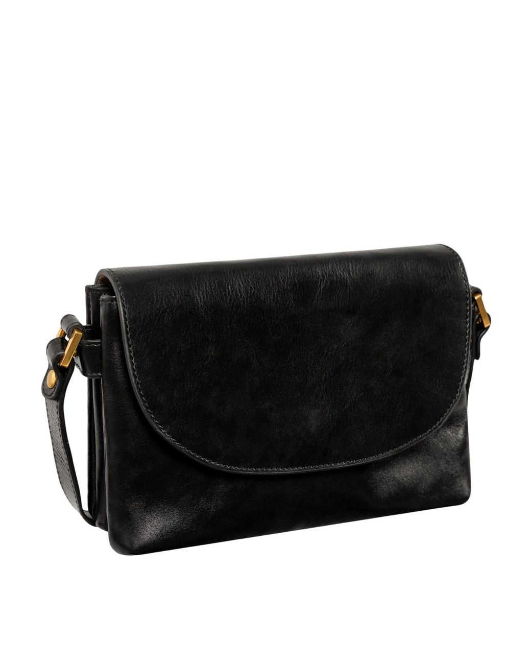 Time Resistance Black Leather Cross Body Bag For