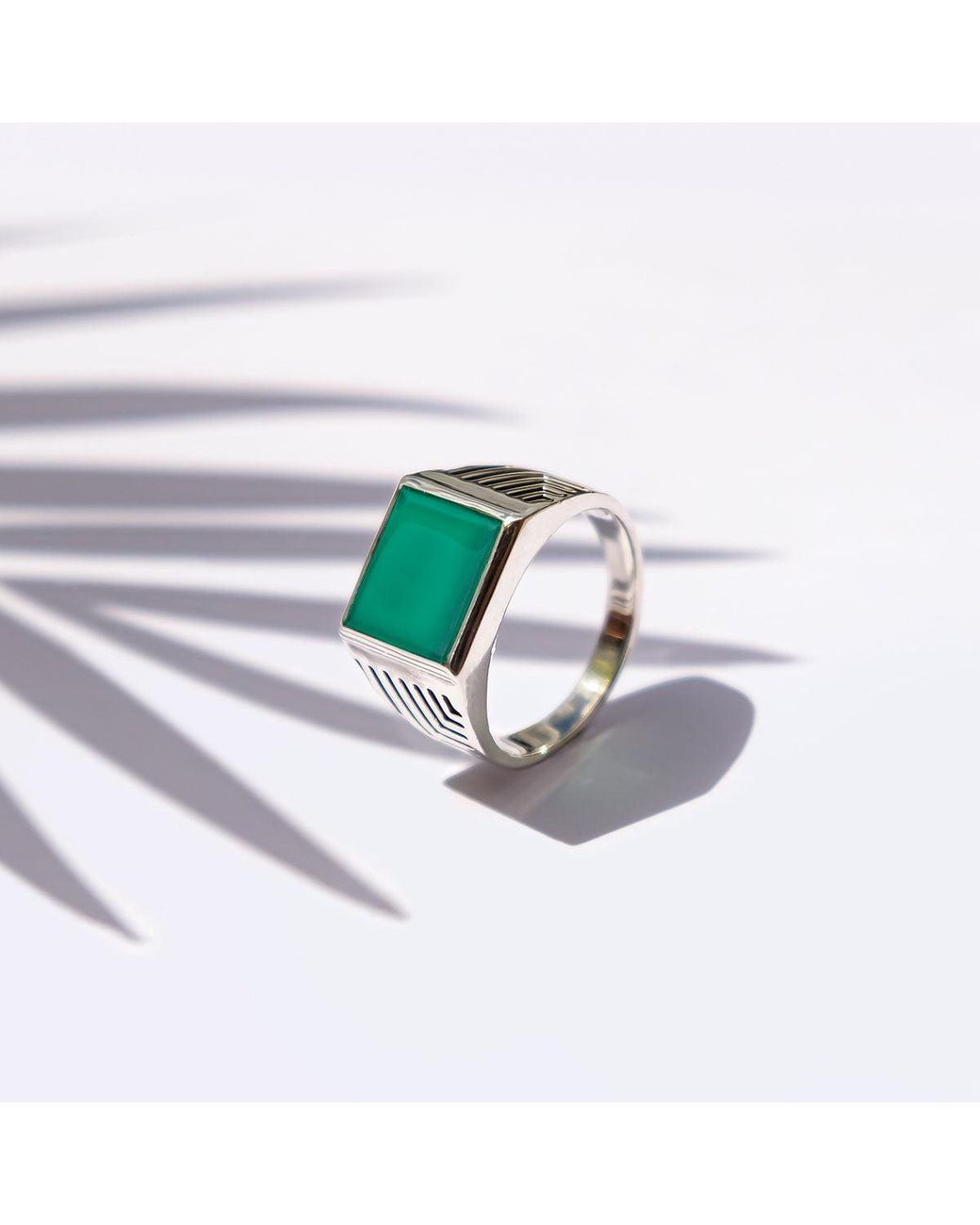 Charlotte's Web Jewellery Green Engraved Signet Ring for men