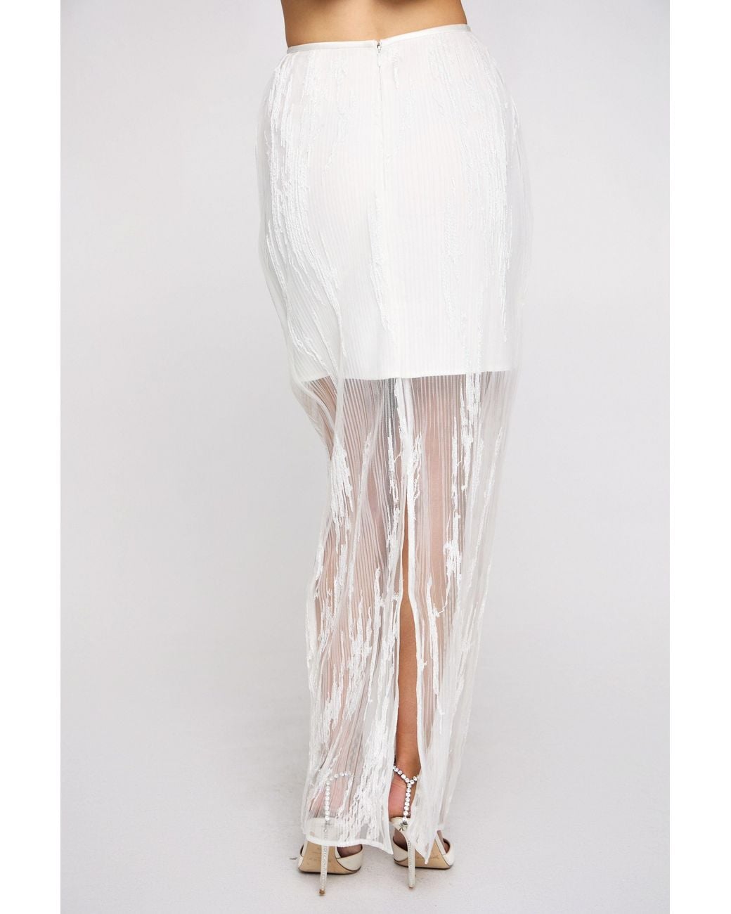 Marieta Yan White Ophélie Sheer Pleated Skirt