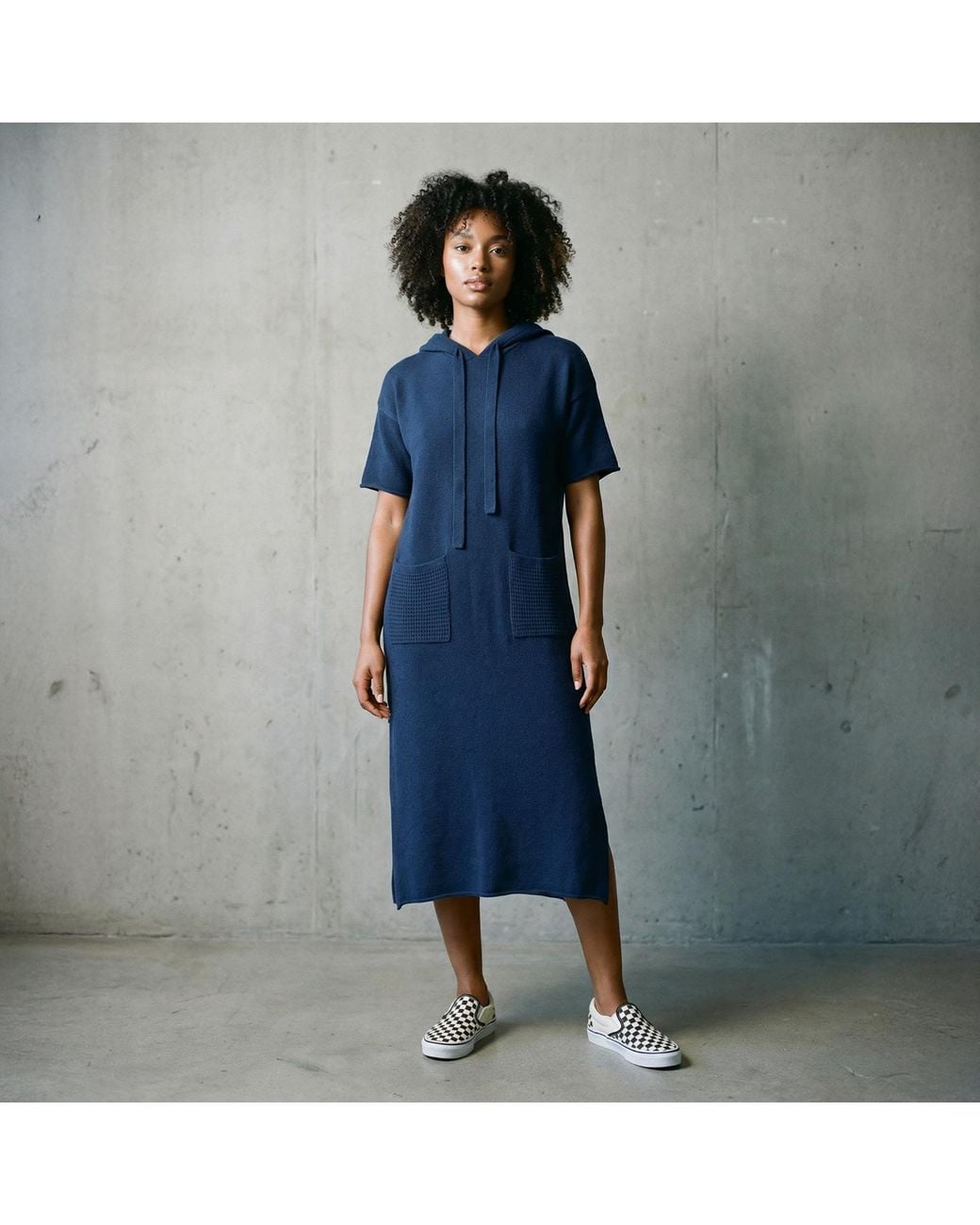 Zenzee Blue Cotton Hoodie Dress