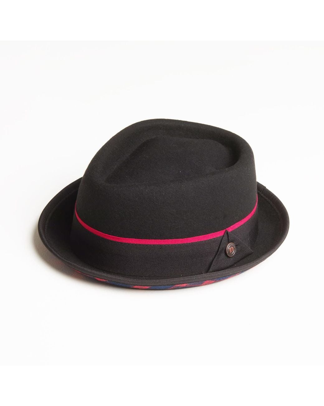 Dasmarca Hats Black Bruno Felt Porkpie Hat With Retro Stripe Appliqué for men
