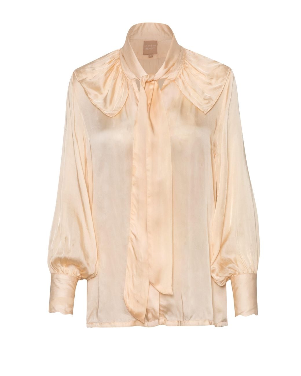 Carolina Benoit Natural Neutrals For Rose Vegan Silk Pussy Bow Top – Milkshake