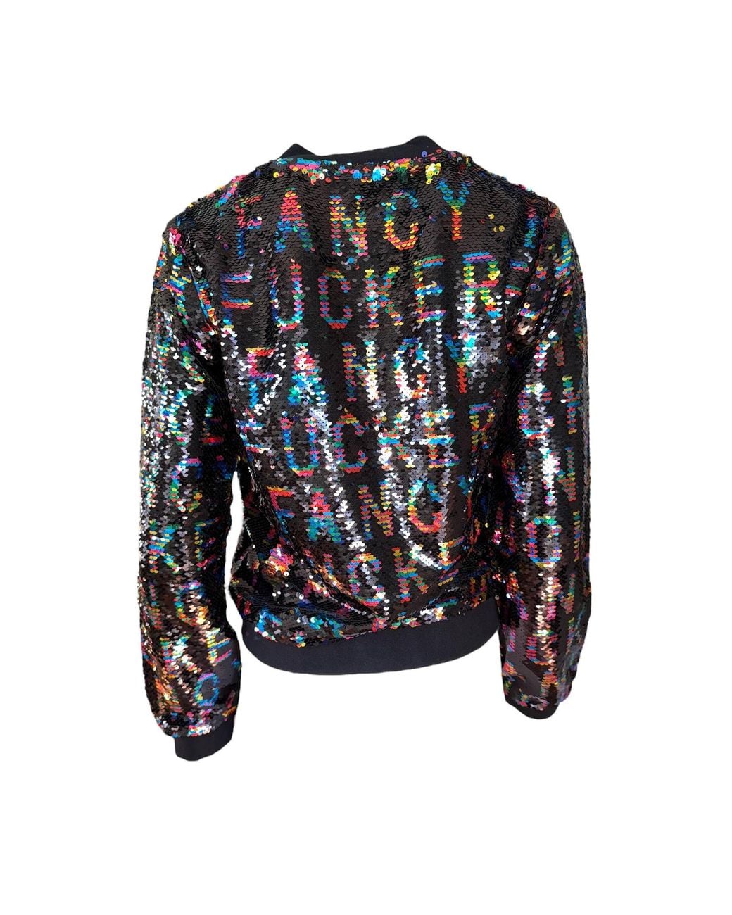 Any Old Iron Black Fancy Fucker Reversible Sequin Bomber Jacket
