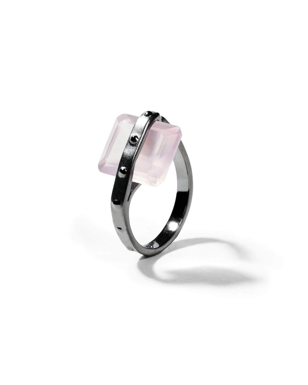 German Kabirski Metallic Arros Ring With Rose Quartz