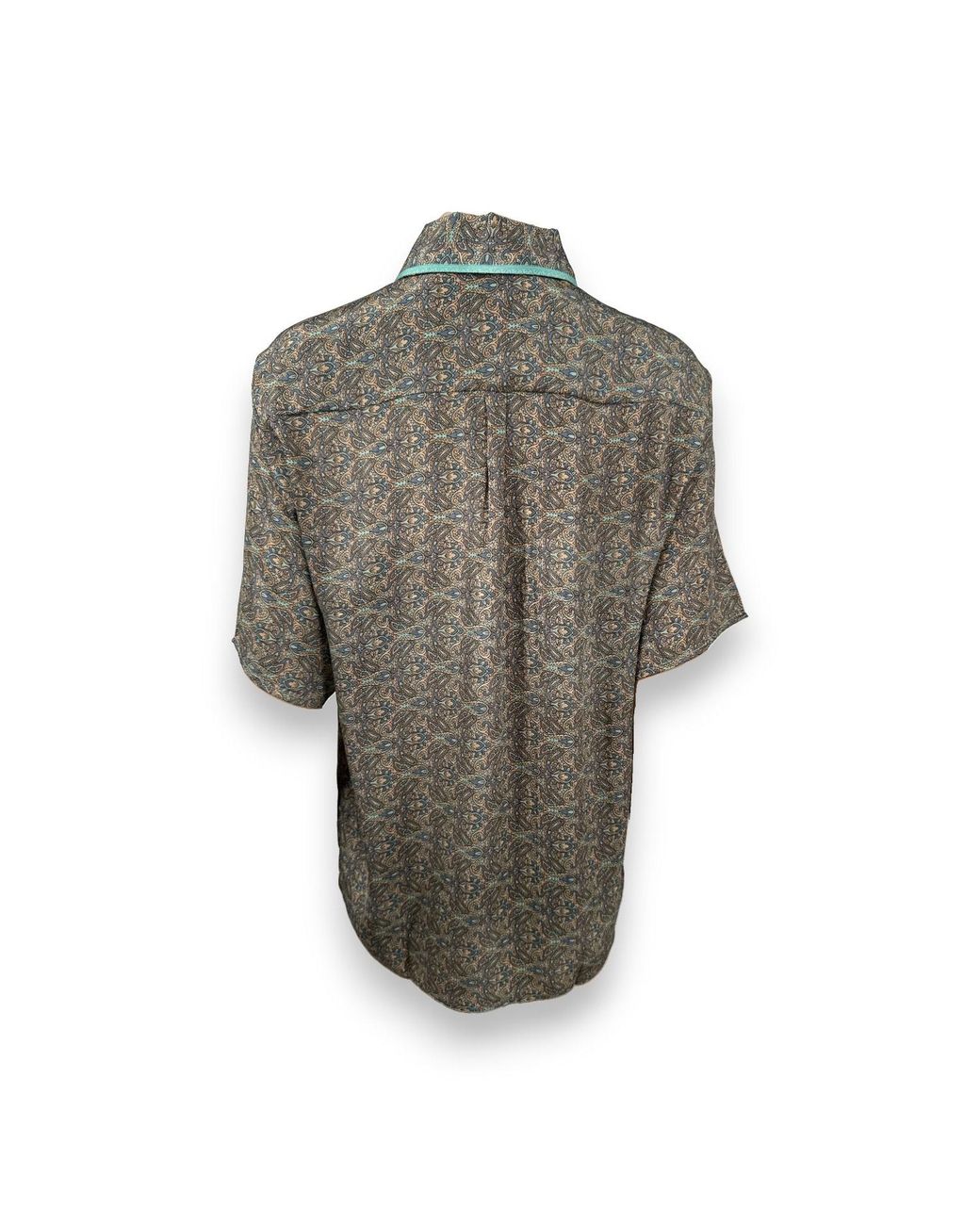 Monzlapur New York Green Paisley Motif Short Sleeve Shirt- Mint for men