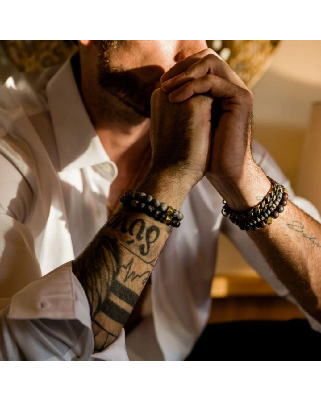 Rachel Nathan Metallic Narrow: Matte Map Jasper Bracelet for men