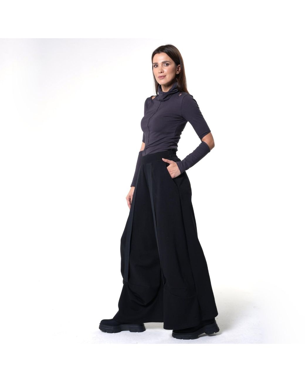 Metamorph Blue Wide-Leg Trousers With Stripes