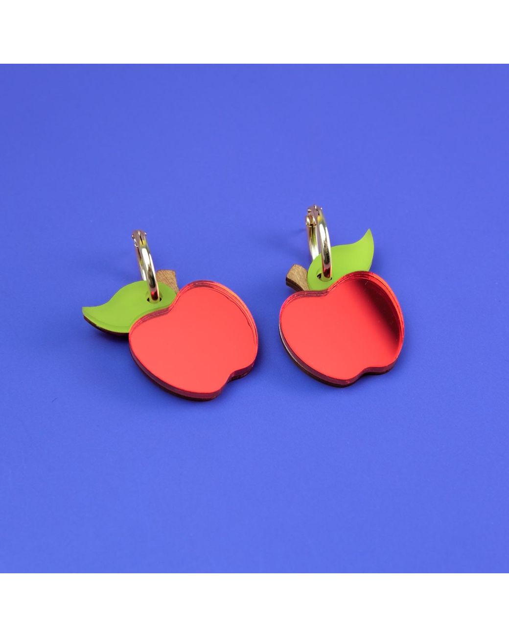 By Chavelli Red Apple Dangly Hoop Earrings