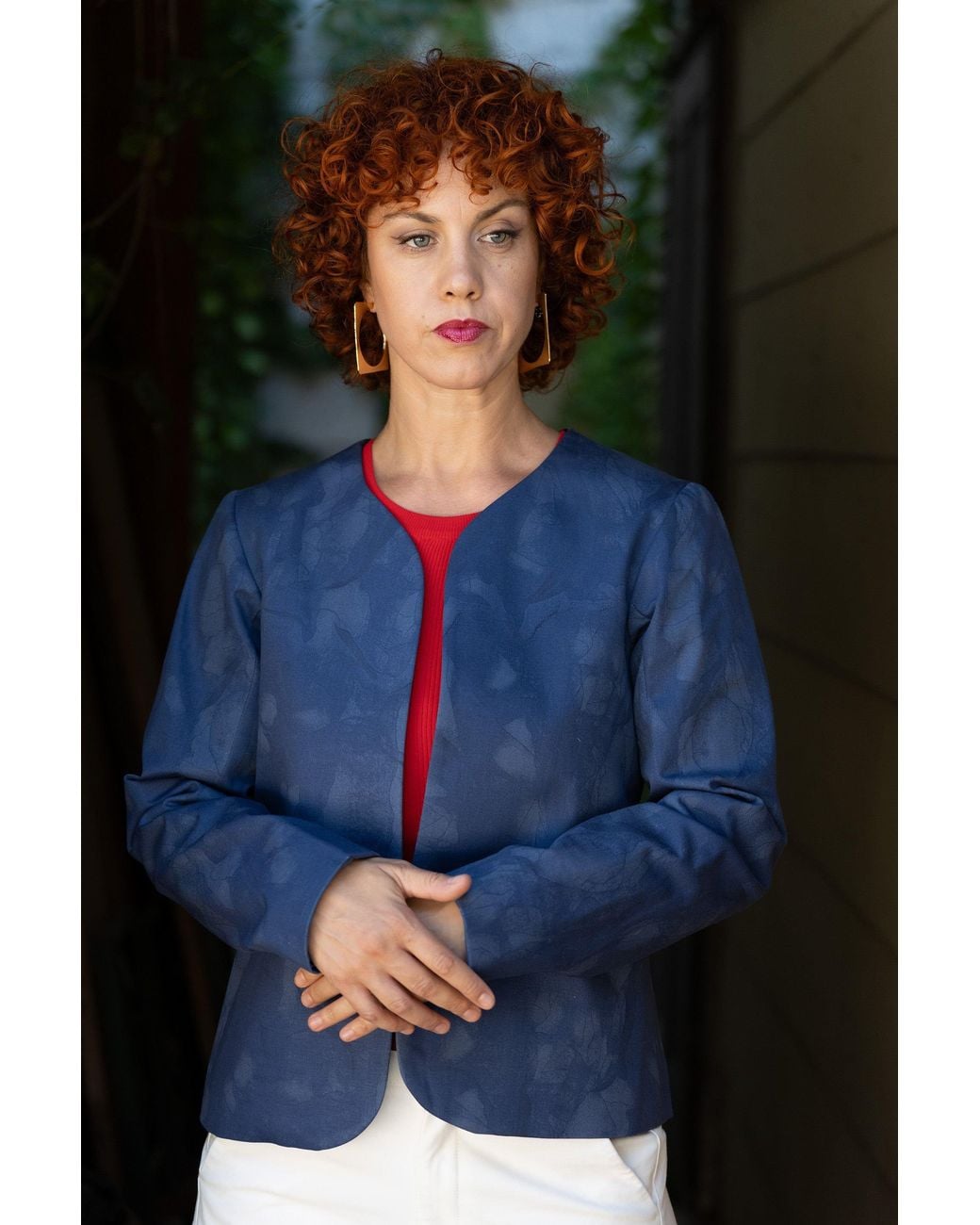 Stovaria Blue Cotton Denim Statement Jacket