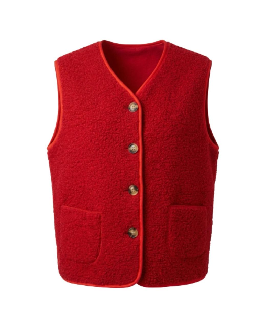 At Last Red Boucle Gilet