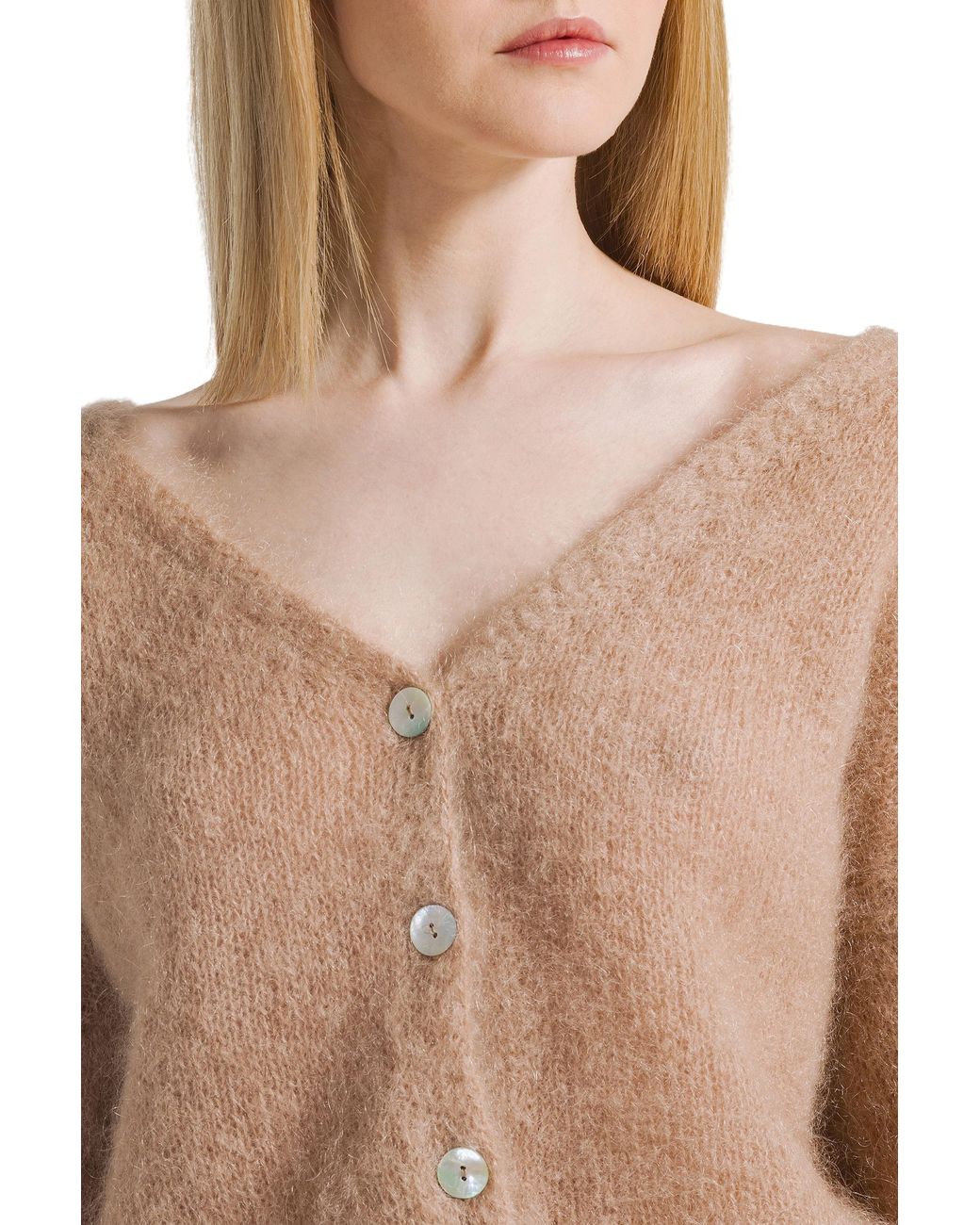 American Dreams Natural Cornelia Cropped Cardigan Medium